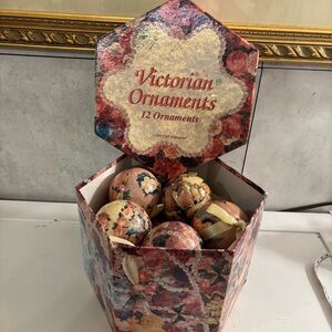 Victorian Collectible Holiday Ornaments Set of 12 in its original packaging
